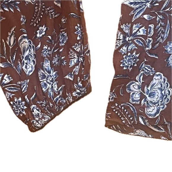 GAP Brown Floral Long Sleeve Blouse Top Medium - Picture 3 of 5